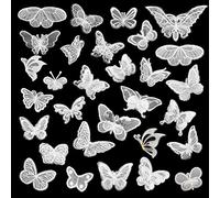 Yayatty 30 Pièces Patch de Broderie Couture de Papillon Patchs en Organza de Papillon Couche Applique Papillon en Dentelle pour Mariage Robe de Mariée Couture Artisanat DIY