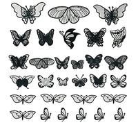 Yayatty 30 Pièces Patch de Broderie Couture de Papillon Patchs en Organza de Papillon Couche Applique Papillon en Dentelle pour Mariage Robe de Mariée Couture Artisanat DIY