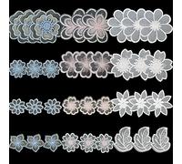 Yayatty 36 Pièces Patch de Broderie Couture de Fleur Patchs en Organza de Fleur Couche Applique Fleur en Dentelle pour Mariage Robe de Mariée Couture Artisanat DIY
