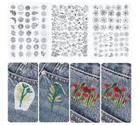 Yayatty 4 Feuilles 179 PCS Soluble dans l'eau Broderie Main Couture Stabilisateurs pour Tissu Point Pratique Broderie Autocollants Wash Away Stabilisateurs pour Débutants Amateurs