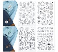 Yayatty 4 Feuilles 179 PCS Soluble dans l'eau Broderie Main Couture Stabilisateurs pour Tissu Point Pratique Broderie Autocollants Wash Away Stabilisateurs pour Débutants Amateurs