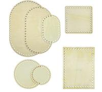 Yayatty 7 PCS Base en Bois pour Panier Au Crochet - Ovale, Carré, Rond - Fond Naturel pour Bricolage et Tissage