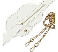 Yayatty Bricolage Tricot Crochet PU Sac en Cuir, Ensemble Accessoires pour Sac au Crochet, Ensemble de Tricot de Sac en Cuir avec Chaîne pour Création de Sacs à Main, Blanc