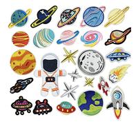 Yayatty Broderie Patch Thermocollant, 26 PCS Planet Broderie Autocollant Iron-on Patches Appliques Ecussons à Coudre Transferts Thermocollants Décalcomanies, Taille unique