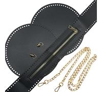 Yayatty Ensemble Accessoires pour Sac au Crochet, Tricot de Cuir PU, Bricolage Tapis et Fond avec Chaîne pour Création de Sacs à Main, Noir