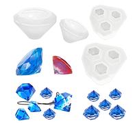 Yayatty Lot de 4 moules en silicone diamant - Moule en silicone - Moule en résine époxy - Pour bricolage, pendentif, collier, boucles d'oreilles, porte-clés