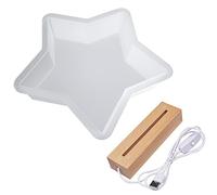 Yayatty Moule en Résine de Silicone de Forme Star, Moules en Silicone Résine Epoxy DIY Lampes, Moule de Lampe en Résine Epoxy avec Base Eclairée pour Lampe de Table, Décoration