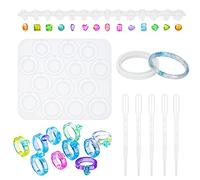 Yayatty Moule en Silicone Bague, 8 PCS Moules pour Bagues en Diamant Cristal pour La Fabrication D'argile Liquide, Résine Epoxy, Bijoux