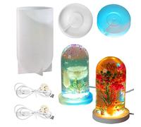 Yayatty Moules de Résine pour Lampe Moules en Silicone Epoxy, Moules Cylindriques en Résine Epoxy et Base, Alimentation USB pour Bricolage, Décoration de Bureau, Lampe de Table, Décoration