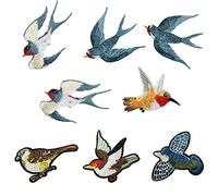Yayatty Oiseau Patchs Brodés Décoratifs, 8 PCS Oiseau Ecussons Thermocollants Patch Thermocollant Ecusson à Coudre Patch Applique pour Vêtement T-Shirt Jeans Veste Taille unique