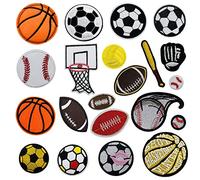 Yayatty Patch De Ball, 21 PCS Patch De Football Sport Brodé Thermocollant ou Ecusson à Coudre pour Vêtement T-Shirt Jeans Veste Taille unique