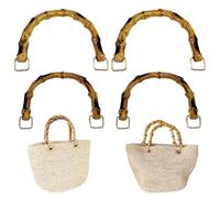 Yayatty Poignée de Sac en Bambou, 4 PCS Anse pour Sac à Main en Forme de U, Poignées pour Sac à Main en Bambou pour Bricolage Poignées Artisanales Sac Fourre-Tout