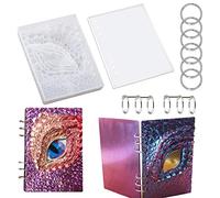 Yayatty Silicone Moule pour Bijoux Notebook Resin Mold A5 Silicone Moule pour Couverture de Cahier avec 8 PCS Anneaux pour Bricolage Résine Notebook