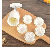 YAYDAFSHSAI Moule à gâteaux de Lune, Mooncake Bath Bomb Cookie Stamps Mold ABS Plastic White Flower Animal Zodiac Patterns 50g Pack of 1 Set(Cartoon Animals)