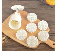 YAYDAFSHSAI Moule à gâteaux de Lune, Mooncake Bath Bomb Cookie Stamps Mold ABS Plastic White Flower Animal Zodiac Patterns 50g Pack of 1 Set(Classical Patterns)