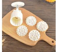 YAYDAFSHSAI Moule à gâteaux de Lune, Mooncake Bath Bomb Cookie Stamps Mold ABS Plastic White Flower Animal Zodiac Patterns 50g Pack of 1 Set(3D Flowers)