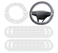 YAYNO 100 Pièces de Housses de Volant Transparentes Universelles Housses Jetables Élastiques en Plastique Protection Étanche pour Volants de Voiture Accessoires Pratiques pour Mécaniciens et Ateliers