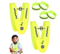 YAYNO 2 Pieces Gilet Reflechissant en V Enfant Taille Universelle pour Enfants Hautement Réfléchissant avec 2 Bandes Réfléchissantes,pour Sport, Course, Cyclisme, Ecole