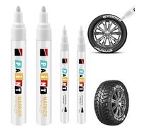 YAYNO 4 Pièces Marqueur Blanc Imperméable pour Pneus Stylo Pneu Blanc Stylo de retouche Stylos à Pneus Blancs pour Pneus de Voiture, pour la Pierre Le Bois la Toile Les Pneus et Les Textiles