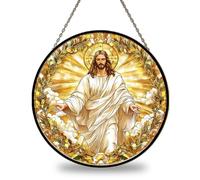 YAYNO Attrape Soleil Acrylique Décoration Jésus Effet Suncatcher, Suncatcher Decoration avec Chaîne, pour Fenêtre, Décoration pour Sapin de Noël/De Maison, Jardin, pour Pâques