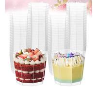 YAYODS Lot de 100 Verrines Plastique 160 ml / 5 oz - Coupe Dessert Octogonale Transparente avec 100 Cuillères - Pot à Dessert Réutilisable pour Mousse, Pudding, Glace, Mariage et Fête