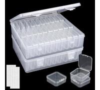 YAYODS Lot de 2 Boîte de Rangement Perles 60 Compartiments - Organisateur Diamond Painting avec Mini Boîtes Individuelles - Valisette de Rangement Plastique Transparente pour Strass et Petites Pièces