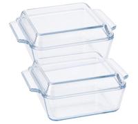 YAYODS Lot de 2 cocottes carrées en verre trempé avec couvercle de 1 l | Petit plat à gratin avec couvercle pour micro-ondes - Récipient en verre résistant au four pour lasagnes, gratins