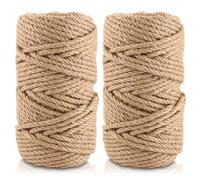 YAYODS Lot de 2 cordes en chanvre de 50 m, 6 mm - Corde en jute naturelle - Corde en jute naturelle - Corde de bricolage - Corde de jardin - Fil macramé - Corde en sisal pour arbre à chat, jardin