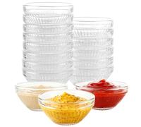 YAYODS Lot de 20 Petit Ramequin en Verre Ø 7,5 cm - Coupelle à Dip et Sauce 75 ml - Mini Bol Transparent Empilable pour Sushi, Confiture, Tapas et Snacks lors de Fêtes et Réceptions