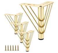 YAYODS Lot de 4 Pied de Meuble Doré 15 cm - Pied de Canapé Triangle Creux au Design Unique - Support de Meuble en Métal avec Vis pour Meuble TV, Table de Chevet, Armoire et Projets DIY