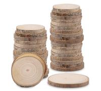 YAYODS Lot de 60 Rondelle de Bois 4-5 cm avec Écorce - Disque en Bois de Pin Naturel pour Pyrogravure et DIY - Cercle de Bois Brut Lisse pour Mariage, Décoration de Noël et Artisanat Créatif