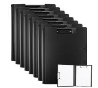 YAYODS Lot de 8 Porte-bloc A4 avec Couvercle - Clipboard Pliable à 360° avec Double Clip - Chemise à Rabat Rigide en PP Imperméable pour Bureau, École, Restaurant et Infirmière - Noir