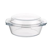 YAYODS Plat à Four avec Couvercle 650ml - Petite Cocotte Ronde en Verre de 17,5 cm - Plat à Lasagnes et à Gratin Transparent avec Poignées pour Micro-ondes, Four et Réfrigérateur
