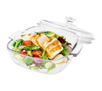 YAYODS Plat à Four en Verre avec Couvercle 1200 ml - Plat à Gratin Rectangulaire de 1,2 L - Cocotte en Verre Borosilicate avec Poignées pour Four, Micro-ondes et Salade de Fruits