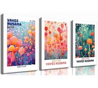 Yayoi Kusama: Lot de 3 toiles murales abstraites botaniques, photos classiques de Tokyo, affiches esthétiques pour salle de bain et cuisine