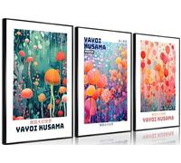 Yayoi Kusama - Lot de 3 toiles murales abstraites japonaises - Impressions sur toile vintage Tokyo - Affiches esthétiques pour salle de bain, cuisine, galerie, salon, chambre à coucher - Sans cadre