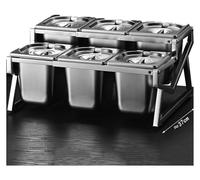 YAYREC Station de garniture pour pizza，Boîtes à épices， Porte-épices avec couvercles, support incliné de rangement for comptoir, contenants for confitures et fruits(B-C(19.7X14.6X8.3IN))