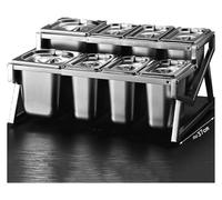 YAYREC Station de garniture pour pizza，Boîtes à épices， Porte-épices avec couvercles, support incliné de rangement for comptoir, contenants for confitures et fruits(B-I(19.7X14.6X8.3IN))