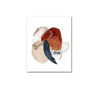 Yayun Art Peinture Moderne Abstrait Géométrique Affiche Terracotta Marine Bleu Orange Toile 50x70cm (20x28in) sans Cadre pour Décoration Murale de Salle de Séjour