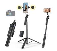 yAyusi Estensibile da 180cm Treppiede Smartphone Selfie Stick Con Luce, Trepiedi per iPhone Con Telecomando, Trepiedi per Telefono Girevole a 360° Con Morsetto per Telefono per Video/Stream Live/Vlog