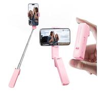 yAyusi Mini Perche à Selfie Extensible, Perche à Selfie Portable de Poche avec Télécommande, Support de Téléphone Compacte pour Vlog/Enregistrement Vidéo/Diffusion en Direct/Voyage (Rose)