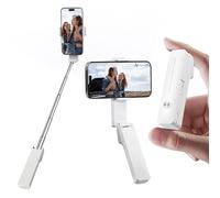 yAyusi Mini Perche à Selfie Extensible, Perche à Selfie Portable de Poche avec Télécommande, Support de Téléphone Compacte pour Vlog/Enregistrement Vidéo/Diffusion en Direct/Voyage (Blanc)