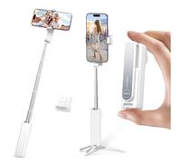 yAyusi Mini Trépied pour Perche à Selfie avec Télécommande, Trépied de Poche Portable pour iPhone, Petit Perche Selfie Téléphone Compact pour Voyage/Vlog/Enregistrement Vidéo/Diffusion Direct (Blanc)