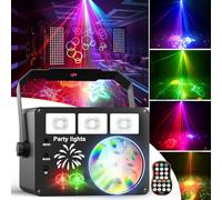 YAZEKY Lampe de Scène,Boule Disco 60 Motifs RGB,Jeux de Lumiere pour Soiree 3 en 1 avec Effet UV Lumière Stroboscopique Activée Par la Musique,Rotative à 360° Lumière Disco USB (Red&Green, YSH-407)