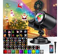 YAZEKY LED Projecteur Noel Exterieur 2 en 1, 24 Diapositives et 10 Couleurs Océan Lampe de Projection Noël Extérieur Intérieur avec Télécommande pour Décoration Noël, Fête, Halloween