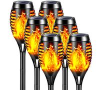 YAZEKY Lumières Flamme Solaire Exterieure,6 Pièces 12 LED Lampe Solaire Flamme Torche Jardin Exterieur Étanche IP65,Lumiere Torche Solaire avec Flammes Réalistes pour Décor,Jardin,Patio,Chemins,Cour
