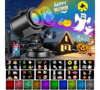 YAZEKY Projecteur Noel Exterieur Intérieur, Projecteur LED Noël Extérieur 2 en 1 avec 12 Diapositives 10 Couleurs Effet de Vague d'eau, Lampe Projecteur Décoration pour Noël, Halloween, Fête