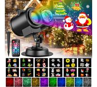 YAZEKY Projecteur Noel Exterieur Intérieur, Projecteur LED Noël Extérieur 2 en 1 avec 12 Diapositives 10 Couleurs Effet de Vague d'eau, Lampe Projecteur Décoration pour Noël, Halloween, Fête