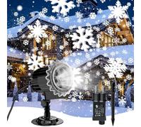 YAZEKY Projecteur Noel Exterieur, Led Projecteur de 3D Flocon de Neige de Noël Étanche IP65, Lumières de Led Effet Chute de Neige Décoration pour Noël, Intérieur, Extérieur, Fête, Mariage