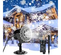 YAZEKY Projecteur Noel Exterieur, Led Projecteur de 3D Flocon de Neige de Noël Étanche IP65, Lumières de Led Effet Chute de Neige Décoration pour Noël, Intérieur, Extérieur, Fête, Mariage